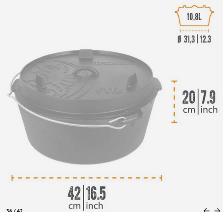 Duży żeliwny garnek Petromax ft12-t z płaskim dnem 10,8l 